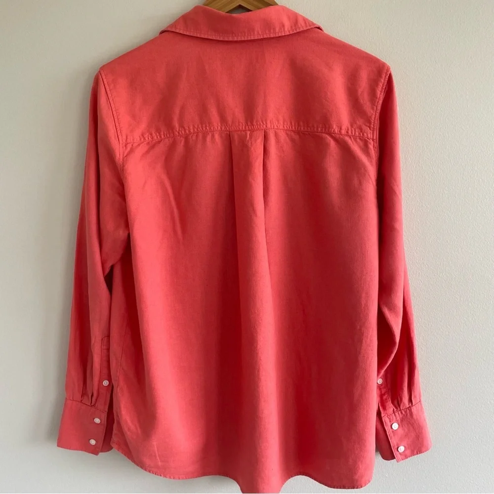 Banana Republic Women's Linen Blend Shirt Deep Coral Size Medium - Picture 3 of 11